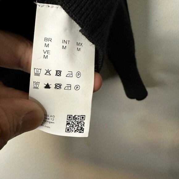 Hugo Boss Men's Ofilato Black Ribbed Knit Virgin Half Zip Sweater Size S - Picture 8 of 8